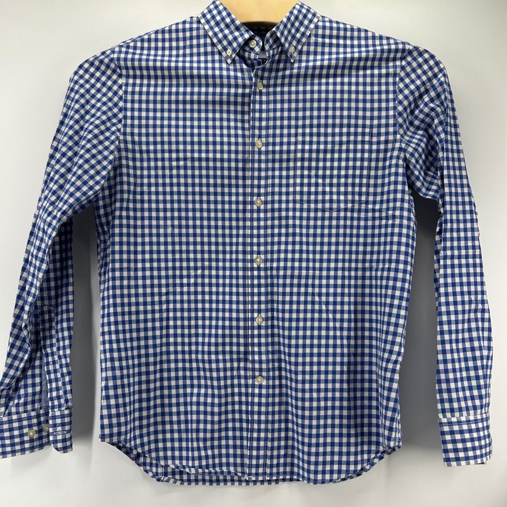 Banana Republic Button Down Mens Large Blue Gingham Grant Fit Custom 078 Shirt